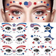 4th Of July Face Painted Tattoos Waterproof Sticker