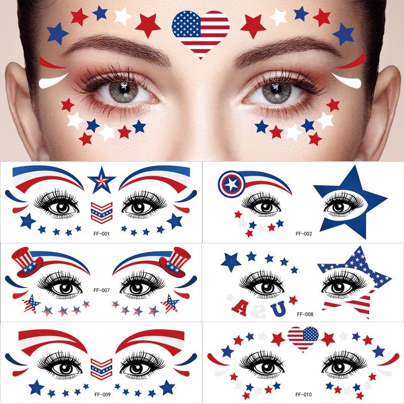 4th Of July Face Painted Tattoos Waterproof Sticker