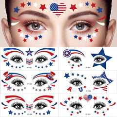 4th Of July Face Painted Tattoos Waterproof Sticker
