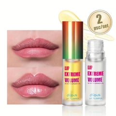 2Pcs Lip Plumper Gloss Kit Plant Essence Lip Care Set
