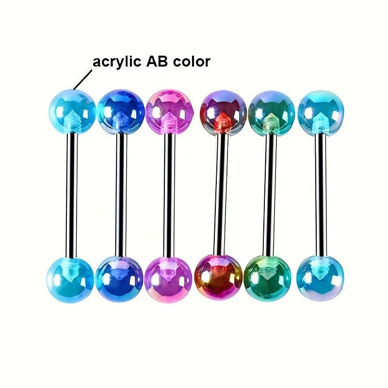 12Pcs Acrylic Tongue Rings Belly Button Nose Lip Piercing Jewelry Set
