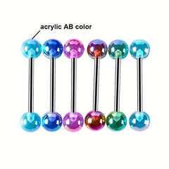 12Pcs Acrylic Tongue Rings Belly Button Nose Lip Piercing Jewelry Set