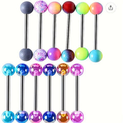 12Pcs Acrylic Tongue Rings Belly Button Nose Lip Piercing Jewelry Set
