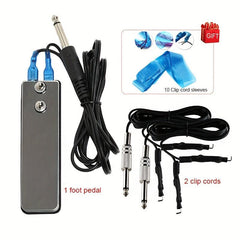 Tattoo Foot Pedal Kit with Machine Switch, Clip Cords, Sleeves