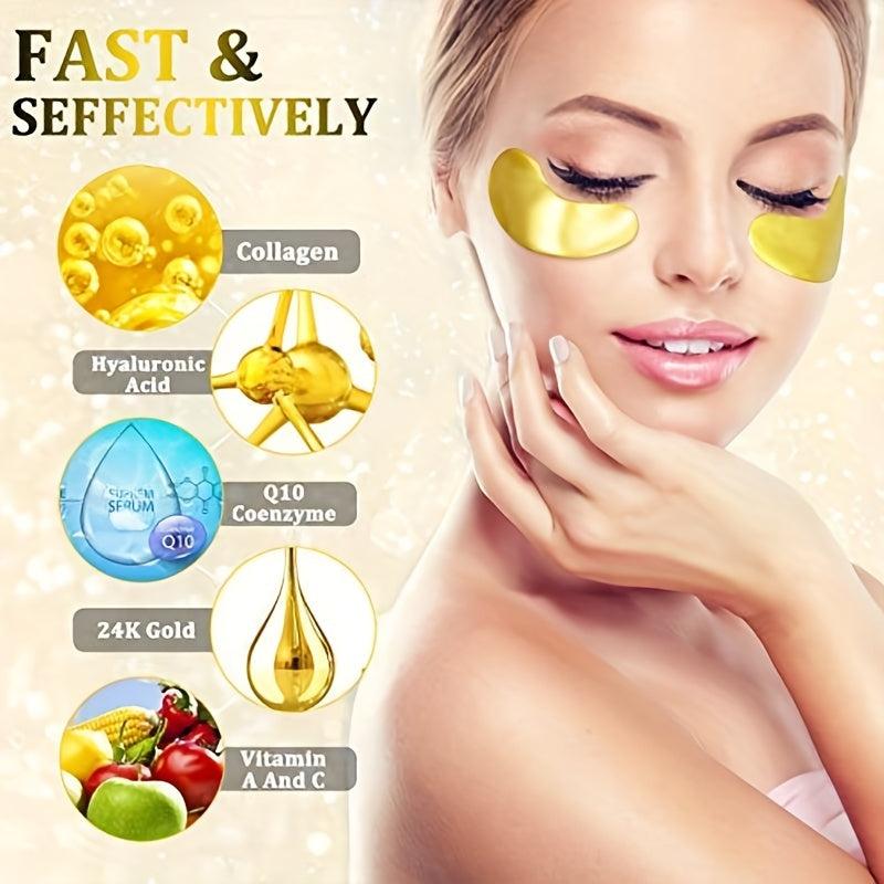 50 Packs Collagen Eye Mask Golden Powder Anti Wrinkle Moisturizing