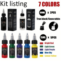 7PCS Tattoo Ink Mix Kit 7 Colors Ink Pigment Set