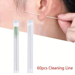 60pcs Ear Cleaning Line Set Herb Solution Paper Floss Ear Hole Tools Kit