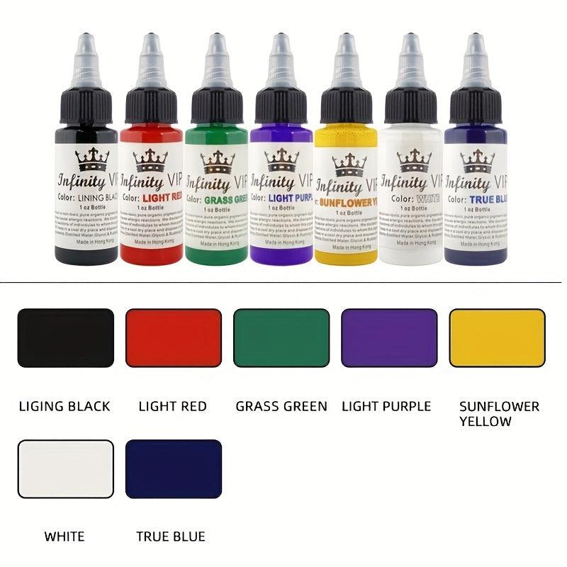 SNDE Tattoo 7 Ink Set 1 Oz Professional Tattoo Ink Pigment