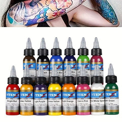 Professional Tattoo Ink Pigment 14 Set 1oz 30ml English Tattoo Set