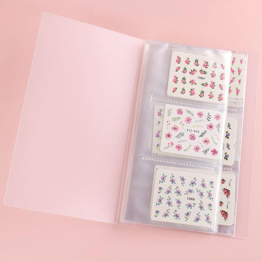 Grid Nail Stickers Storage Book Slider Collection Display Shelf Decal