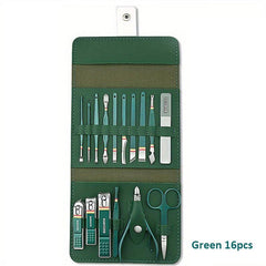 Professional Mani/Pedi Grooming Kit with Scissors, Nail Files, Travel Case