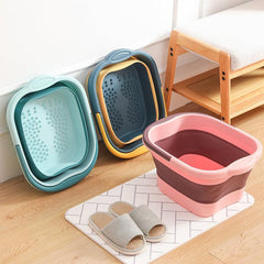 Collapsible Foot Soaking Bath Basin with Massager