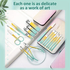 Gradient Manicure Set 18 in 1 Stainless Steel Professional Pedicure Kit