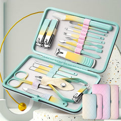 Gradient Manicure Set 18 in 1 Stainless Steel Professional Pedicure Kit