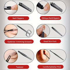 7-Piece Manicure Set Nail Clipper with Built-in File - Travel Grooming Tools Kit