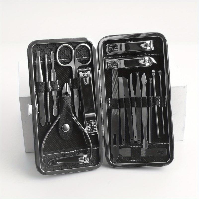 19 pcs Professional Stainless Steel Manicure Pedicure Set Nail Clippers Cutters