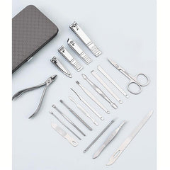 19 pcs Professional Stainless Steel Manicure Pedicure Set Nail Clippers Cutters