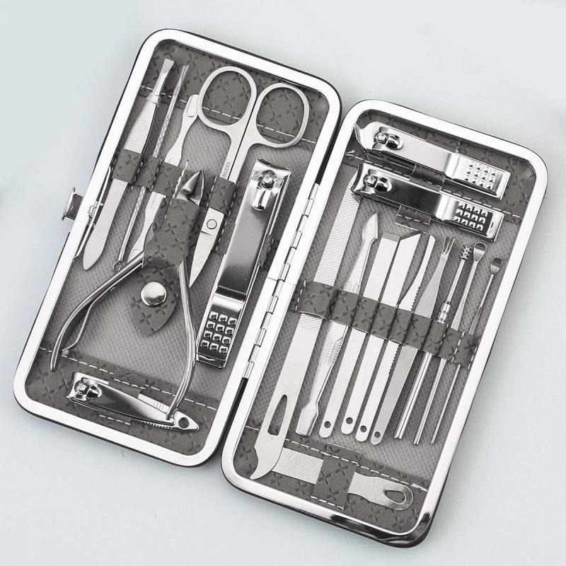 19 pcs Professional Stainless Steel Manicure Pedicure Set Nail Clippers Cutters