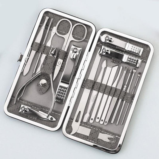 19 pcs Professional Stainless Steel Manicure Pedicure Set Nail Clippers Cutters