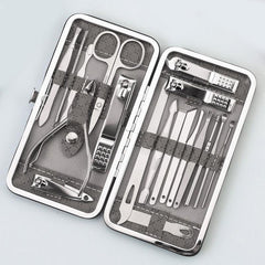 19 pcs Professional Stainless Steel Manicure Pedicure Set Nail Clippers Cutters