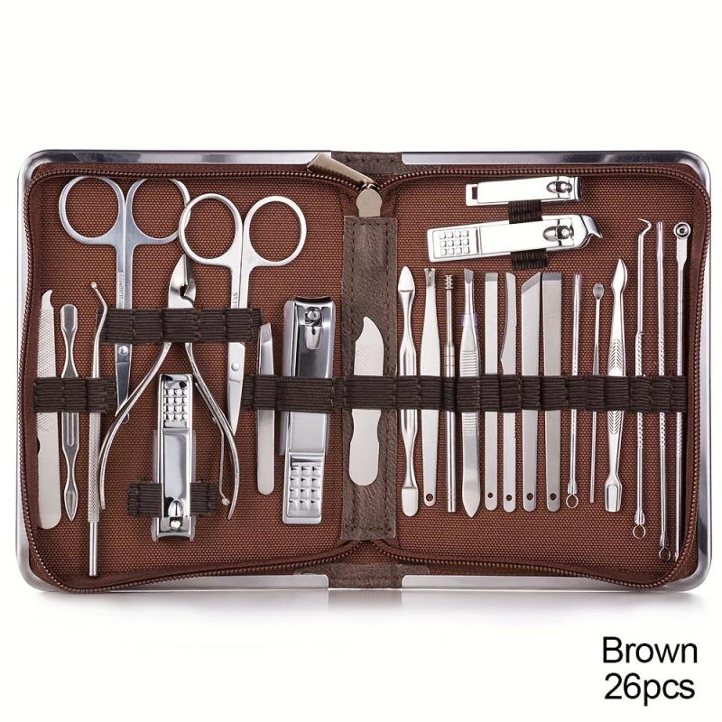 26 Pcs Nail Clippers Manicure Set Stainless Steel Nail Cutter Scissor