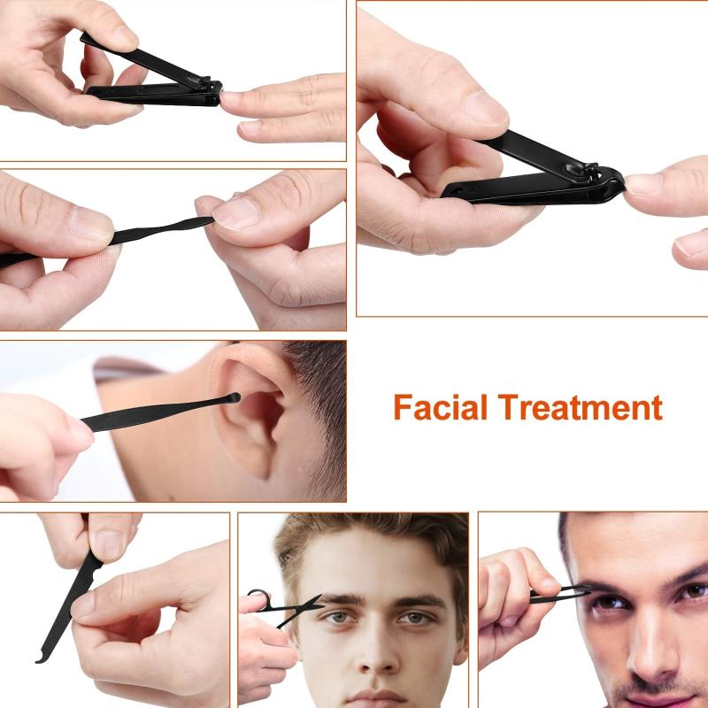 Men's Grooming Kit 7-in-1 Nail Care Set Travel Manicure Accessories