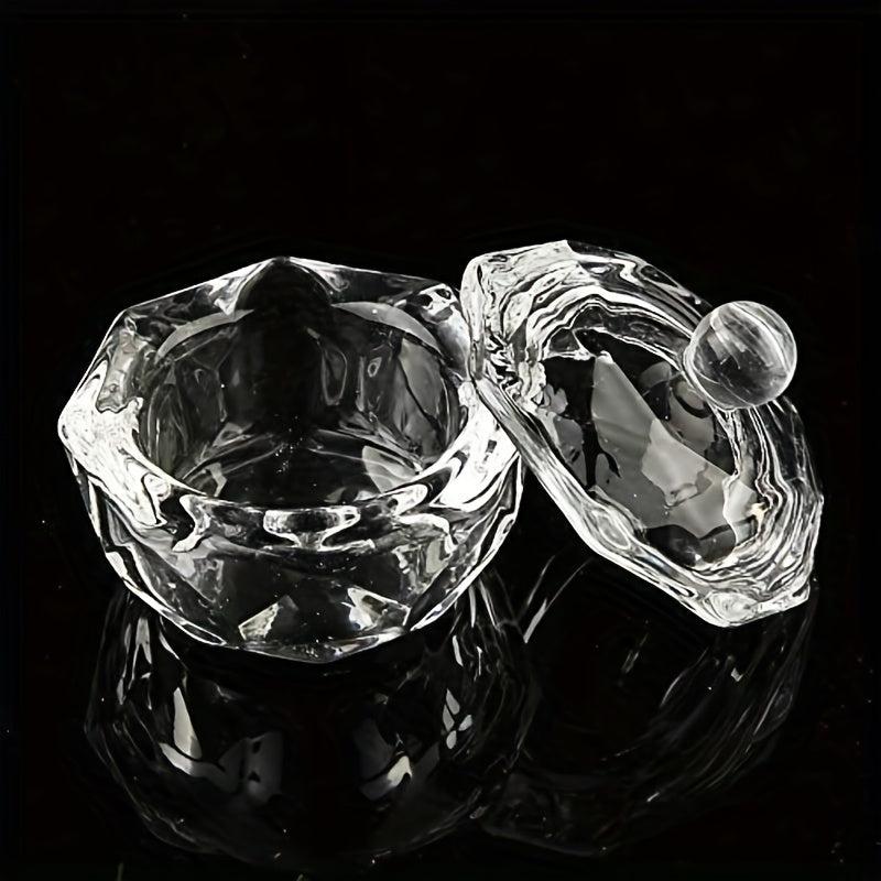 Clear Nail Art Dappen Dish With Lid Crystal Cup Glassware Tools