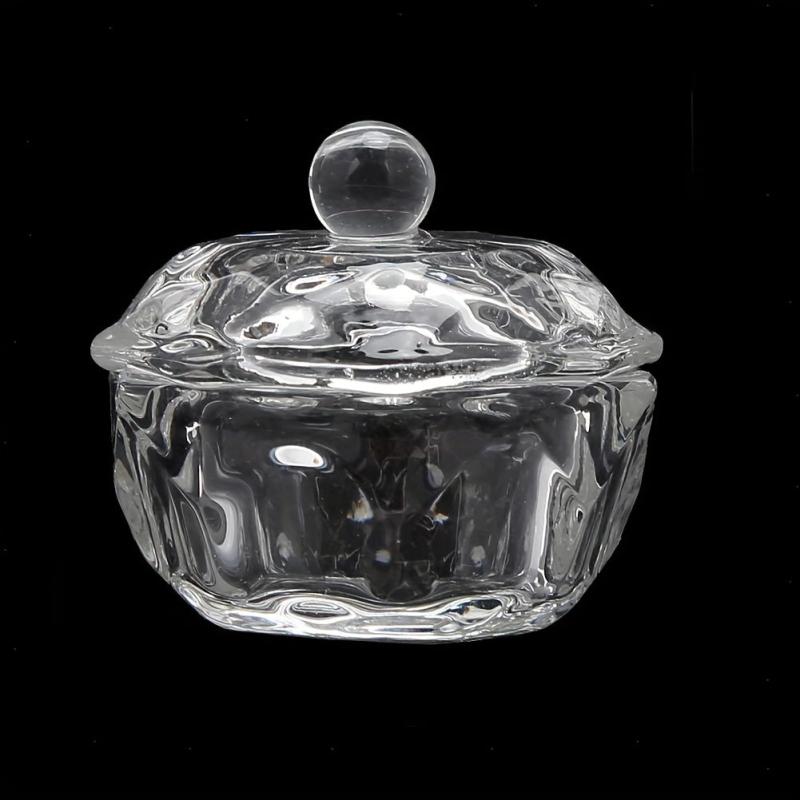 Clear Nail Art Dappen Dish With Lid Crystal Cup Glassware Tools