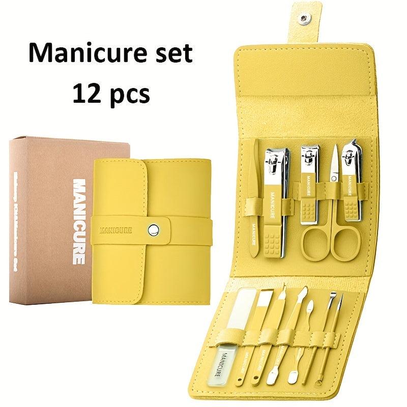 16-in-1 Mani-Pedi Set with Stainless Steel Tools & Leather Case