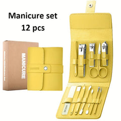 16-in-1 Mani-Pedi Set with Stainless Steel Tools & Leather Case