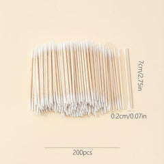 200 Double Head Microblading Cotton Swabs Disposable Precision Wood Sticks