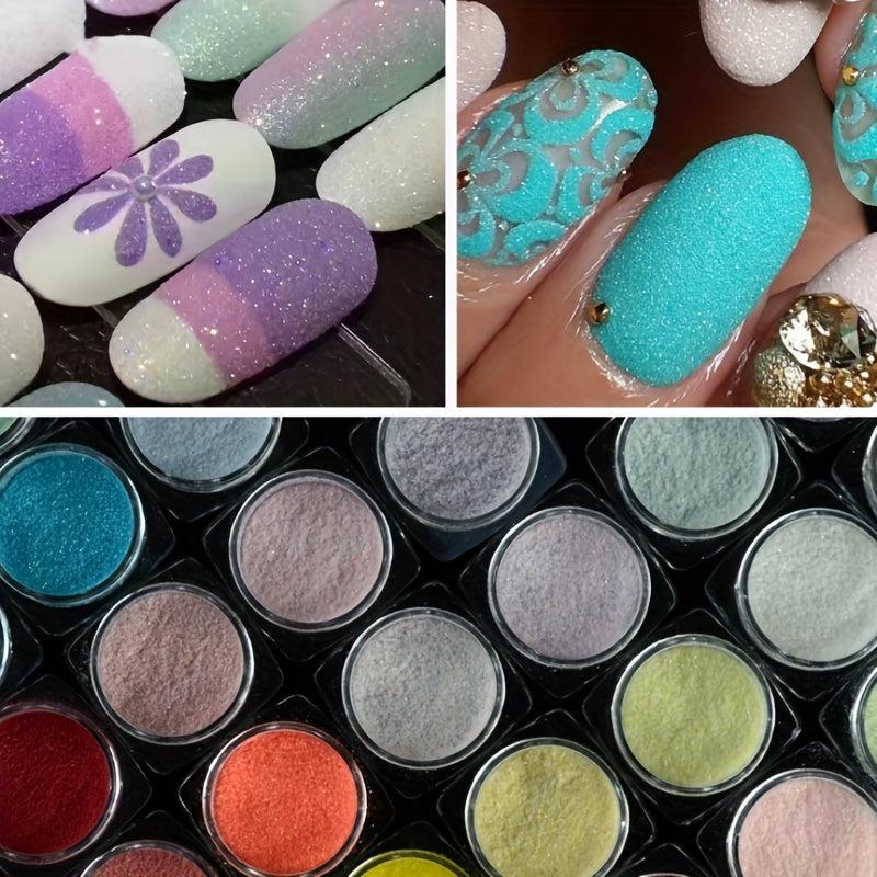 12 pcs Nail Art Powder Glittering Mineral Sand and Sugar Coated