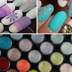 12 pcs Nail Art Powder Glittering Mineral Sand and Sugar Coated