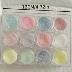 12 pcs Nail Art Powder Glittering Mineral Sand and Sugar Coated
