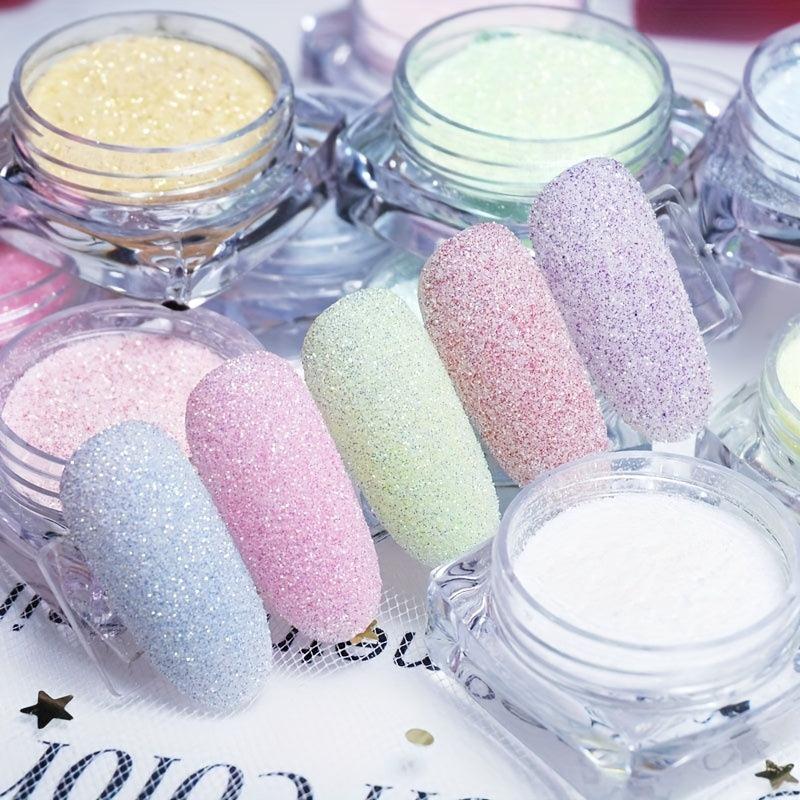 12 pcs Nail Art Powder Glittering Mineral Sand and Sugar Coated