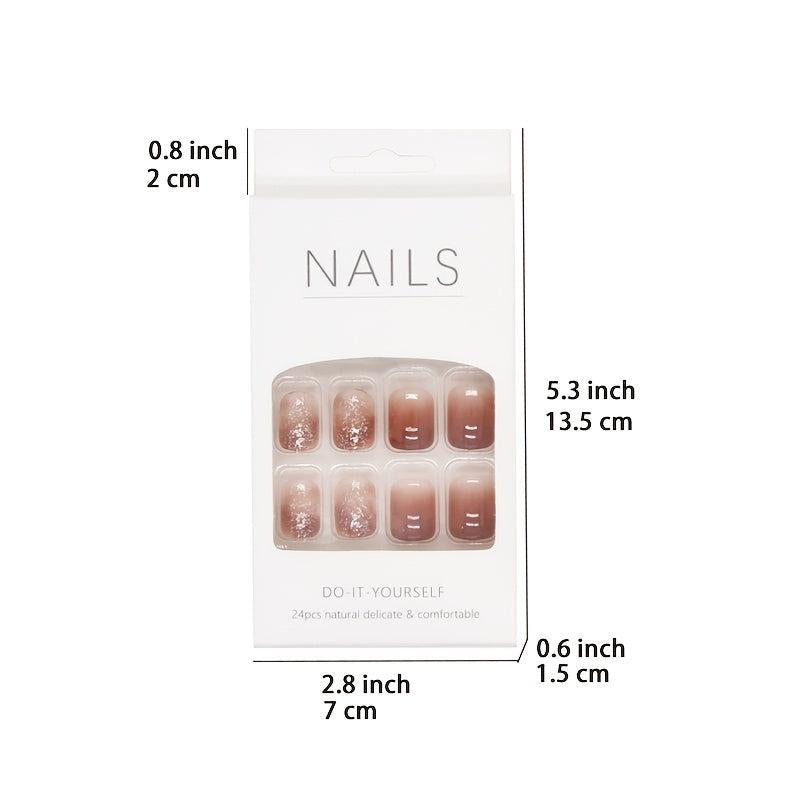 24 Pcs Gradient Coffin Press On Nails for Women & Girls