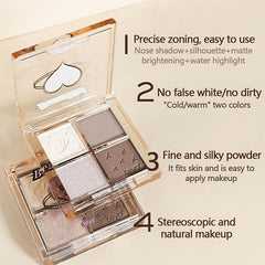 Contouring Palette Matte & Highlighter Powder Natural 3D Facial Contouring
