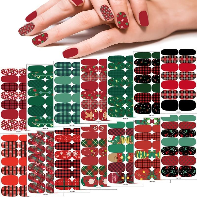 Christmas Nail Art Polish Sticker Self-adhesive Full Nail Sticker 14 Pcs Sheet