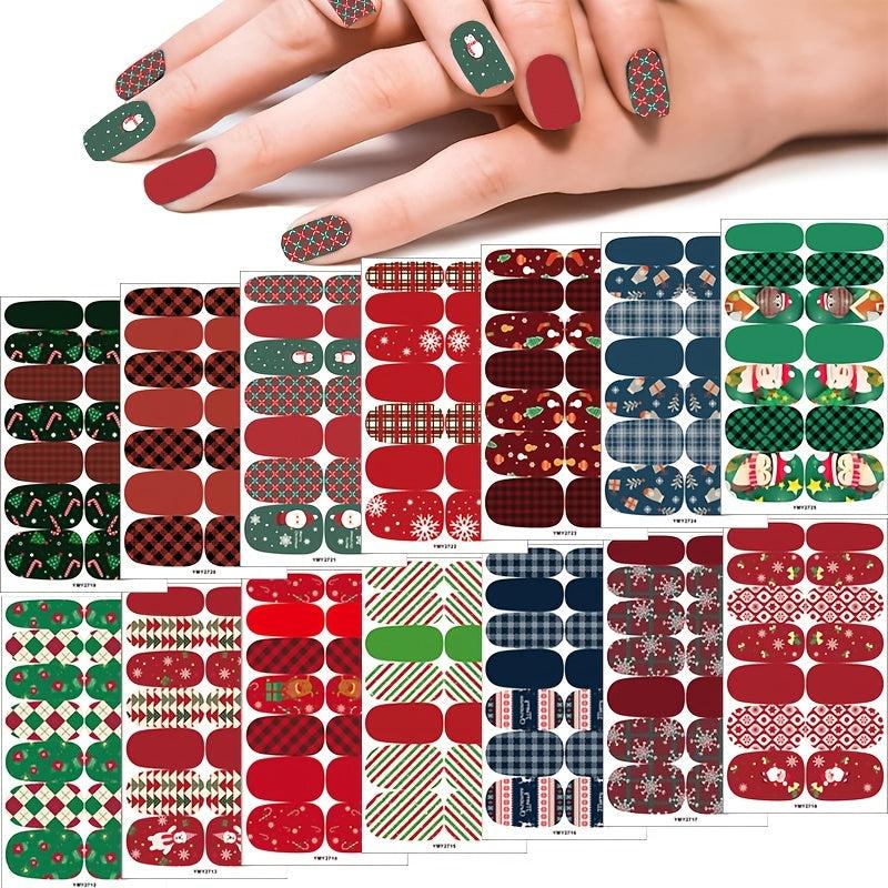 Christmas Nail Art Polish Sticker Self-adhesive Full Nail Sticker 14 Pcs Sheet