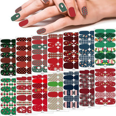 Christmas Nail Art Polish Sticker Self-adhesive Full Nail Sticker 14 Pcs Sheet