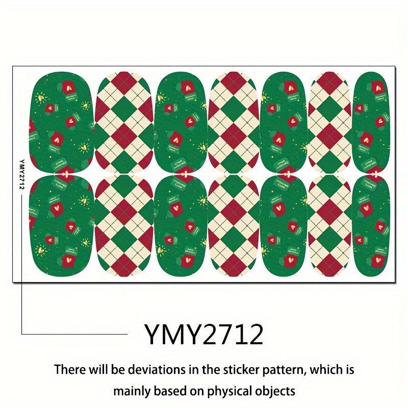 Christmas Nail Art Polish Sticker Self-adhesive Full Nail Sticker 14 Pcs Sheet