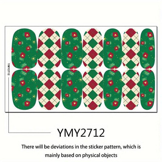 Christmas Nail Art Polish Sticker Self-adhesive Full Nail Sticker 14 Pcs Sheet
