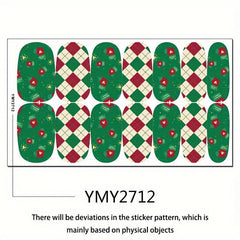 Christmas Nail Art Polish Sticker Self-adhesive Full Nail Sticker 14 Pcs Sheet