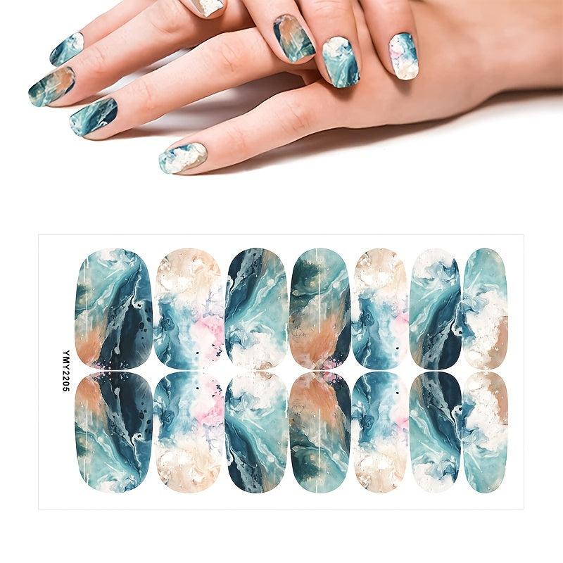 St Patrick's Marble Nail Art Stickers - Self Adhesive Full Nail Stripes