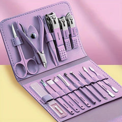 16 Pcs Nail Cutter Set Stainless Steel - Manicure Pedicure Cuticle Tool