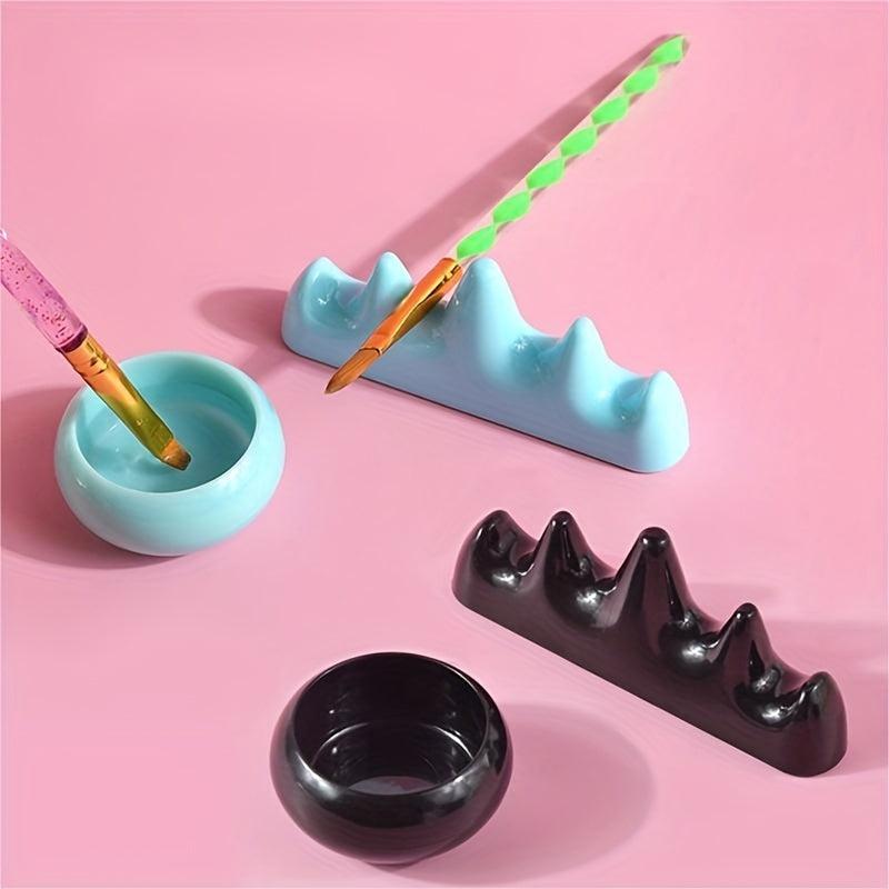 Nail Art Brush Holder Washing Cup Mountain Shape