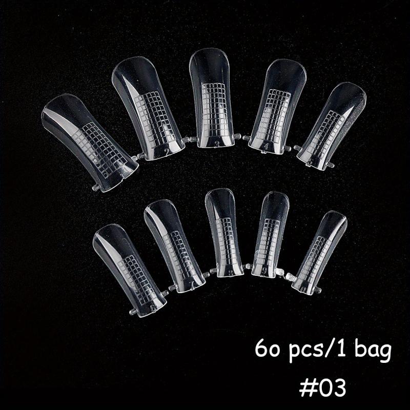 60pcs Nail Extension Stencils Clear Nail Tips Salon DIY Home Art