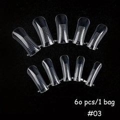 60pcs Nail Extension Stencils Clear Nail Tips Salon DIY Home Art