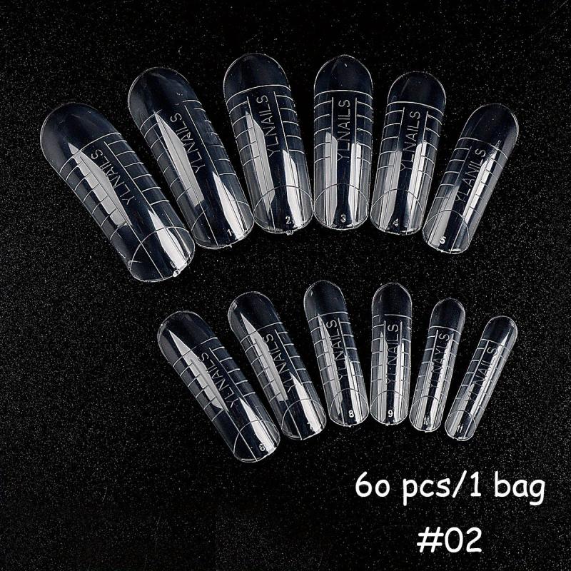 60pcs Nail Extension Stencils Clear Nail Tips Salon DIY Home Art