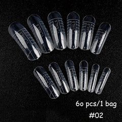 60pcs Nail Extension Stencils Clear Nail Tips Salon DIY Home Art